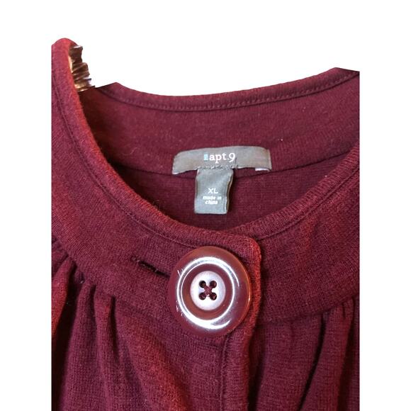 Apt 9 Cropped Bell Sleeve Burgundy Blazer Size XL - Picture 4 of 5